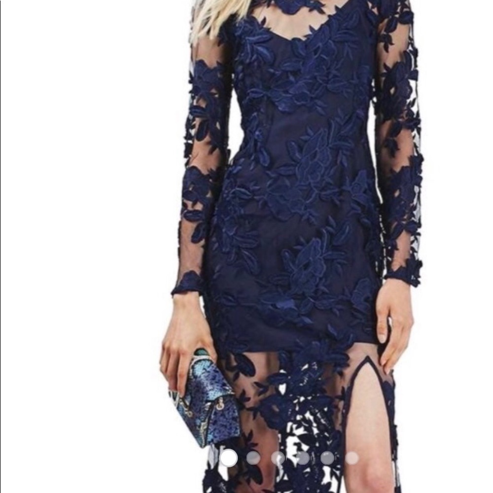 Topshop size2 lacer crochet navy midi dress